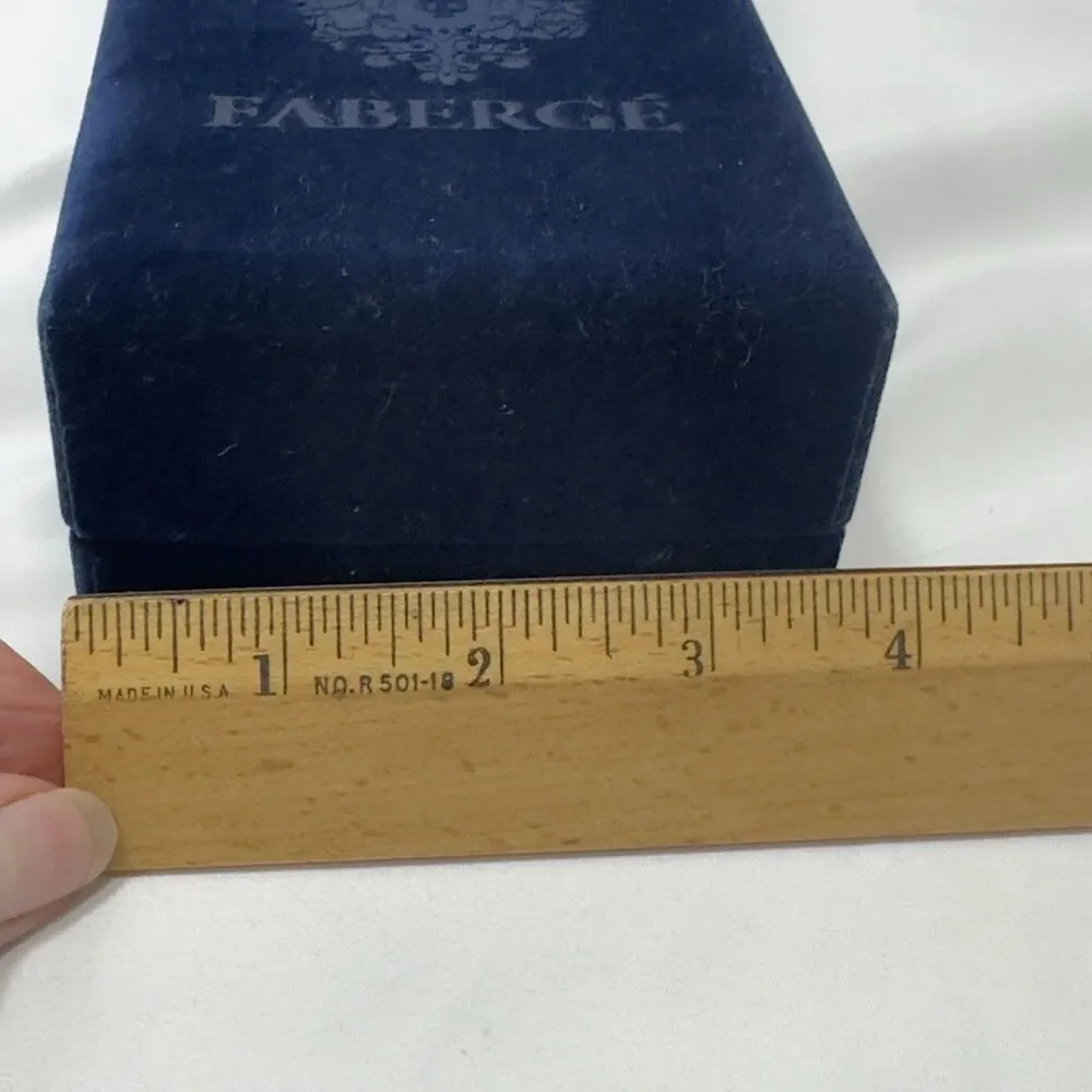 Faberge Blue Velvet  Presentation Box White Satin Lining Gold Brass Hinges